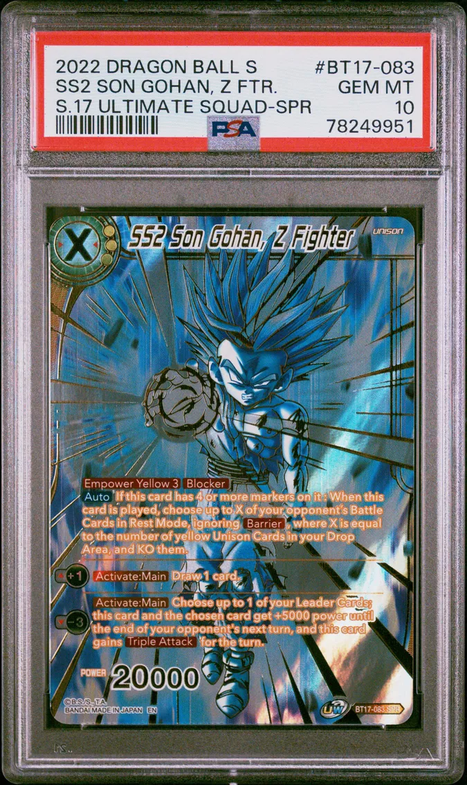 2022 #BT17-083 SS2 Son Gohan, Z Fighter PSA 10 Dragon Ball Super Card Game Series 17 Ultimate Squad