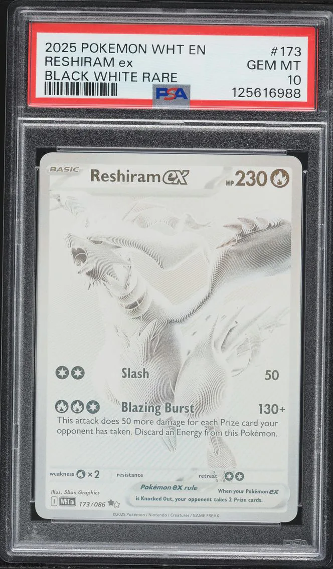 2025 #173 Reshiram EX PSA 10 Wht EN-White Flare Pokemon