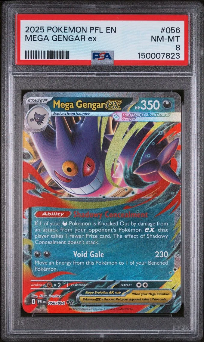 2025 #056 Mega Gengar EX PSA 8 Pfl EN-Phantasmal Flames