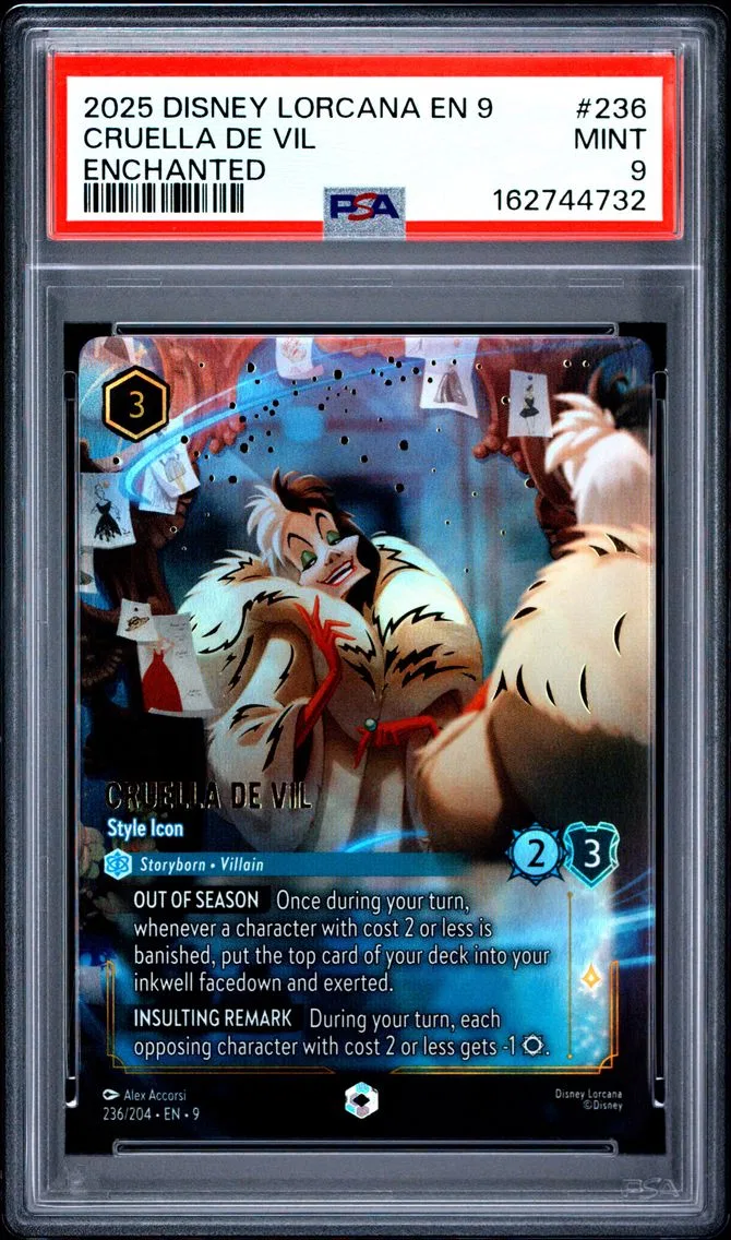 2025 #236 CRUELLA DE VIL PSA 9 Disney Lorcana EN 9-Fabled