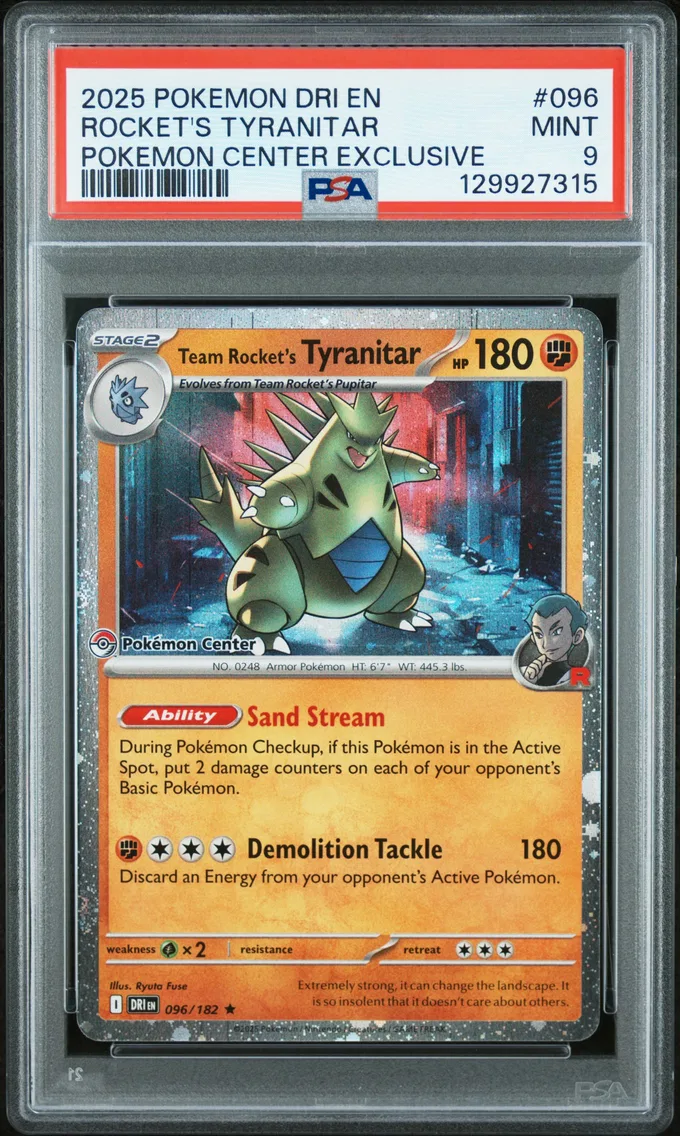 2025 #096 Team Rocket's Tyranitar PSA 9 Dri EN-Destined Rivals