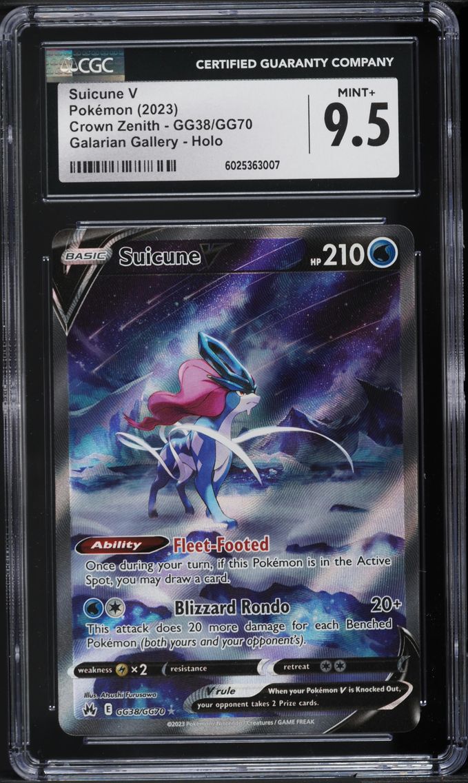 2023 #GG38 SWORD & SHIELD CROWN ZENITH FULL ART SUICUNE V CGC 9.5 POKEMON