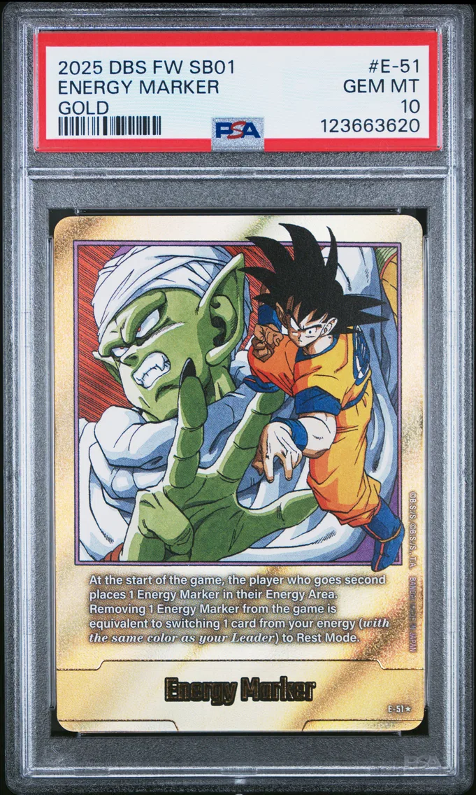 2025 #E-51 Energy Marker PSA 10 Dragon Ball Super Card Game Fusion World Manga Booster 01