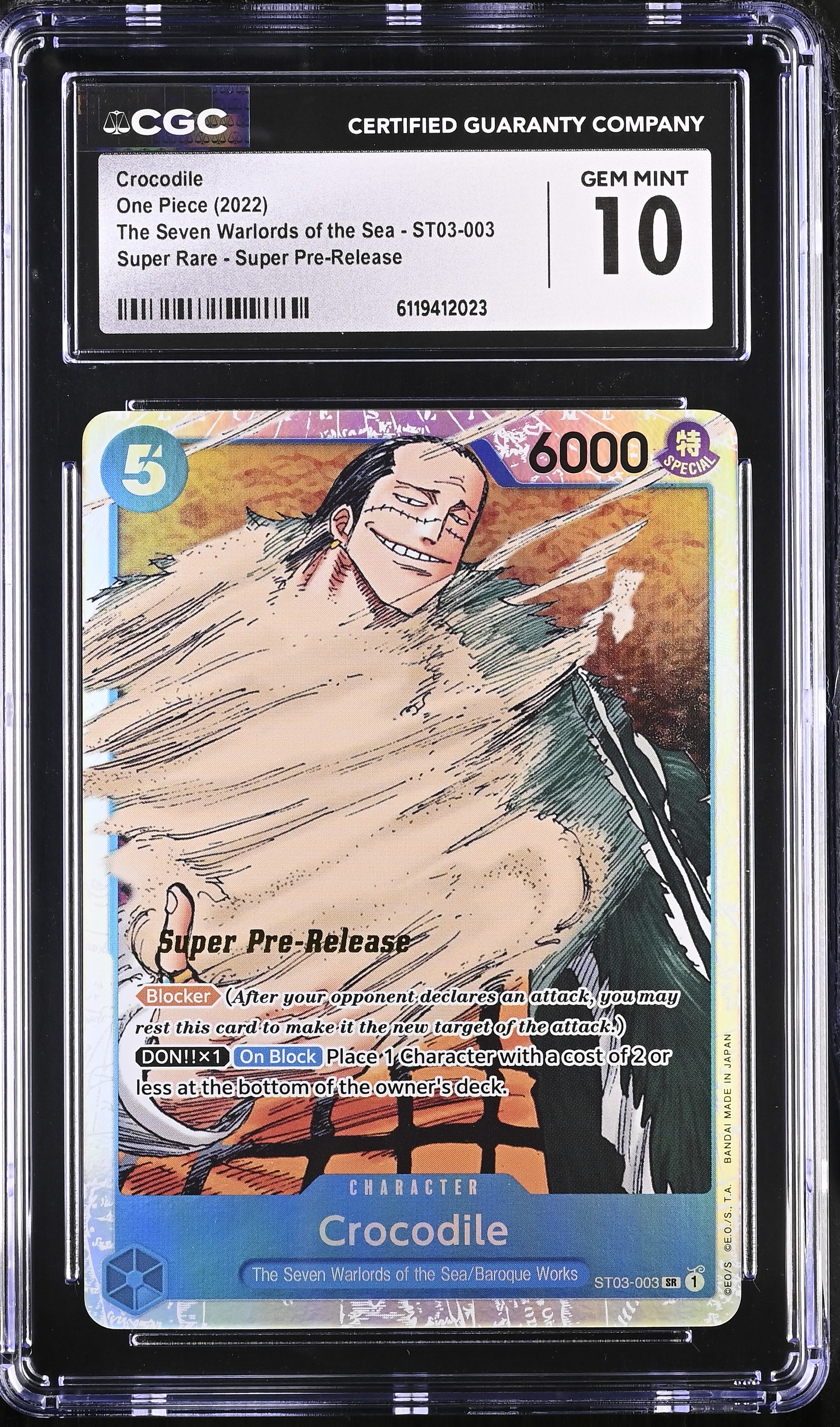 2022 #St03-003 Crocodile CGC 10 Super Pre-Release Starter Deck: The Seven Warlords Of The Sea (St03) - English One Piece