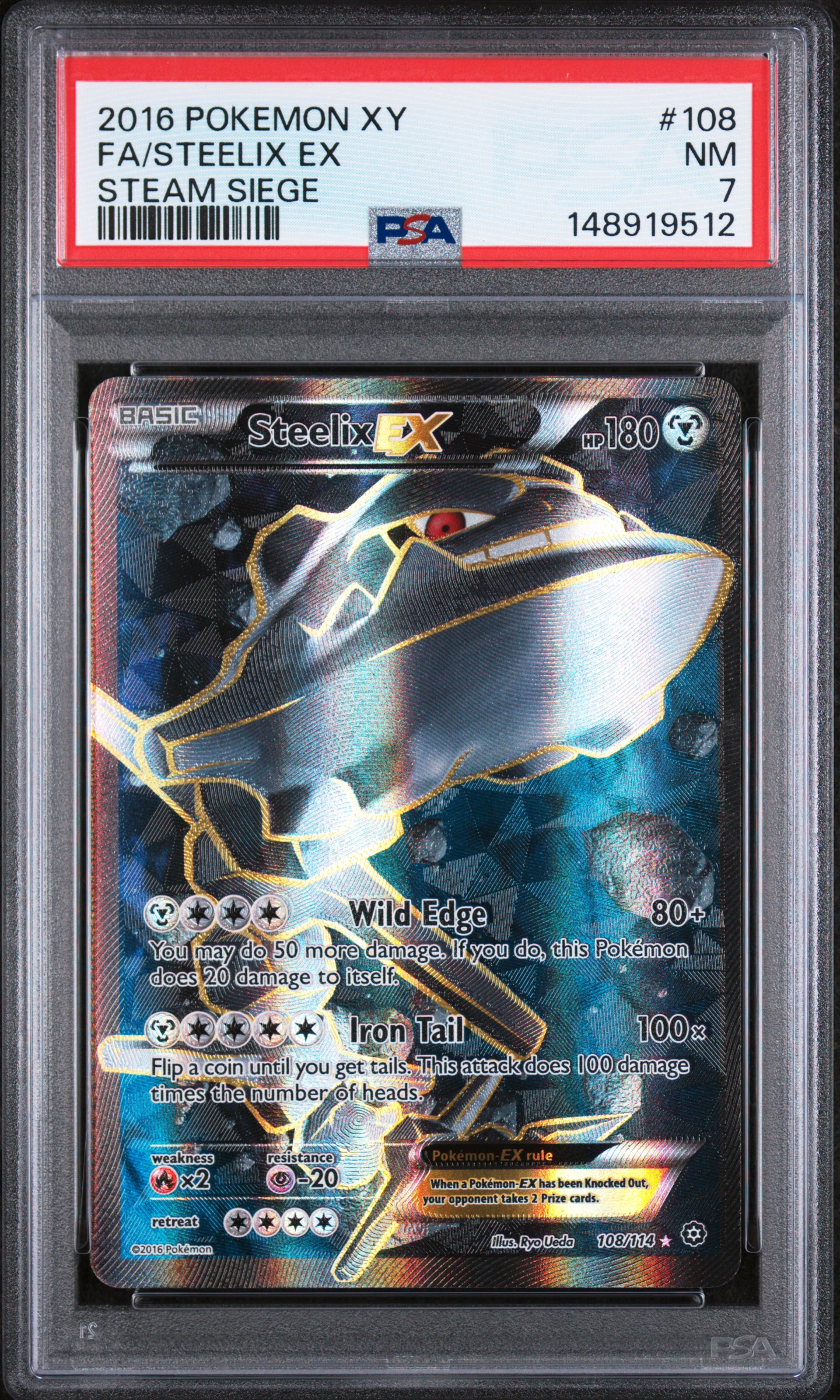2016 #108 Full Art/Steelix Ex PSA 7 Xy Steam Siege