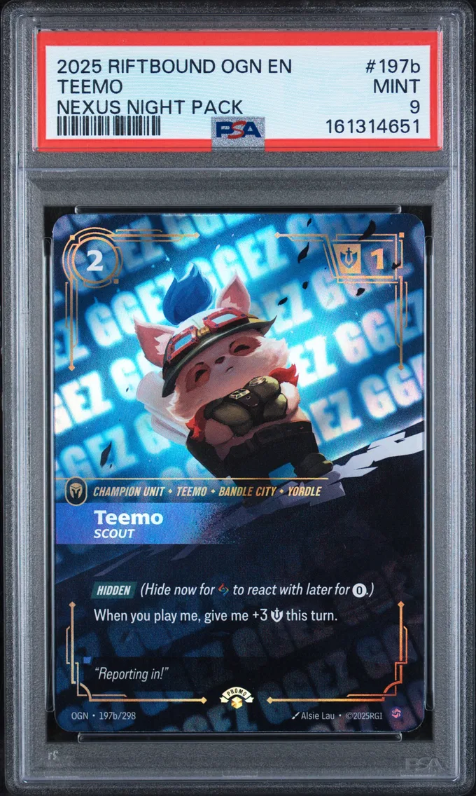 2025 #197b Teemo - Scout PSA 9 Riftbound: League of Legends Ogn-Origins