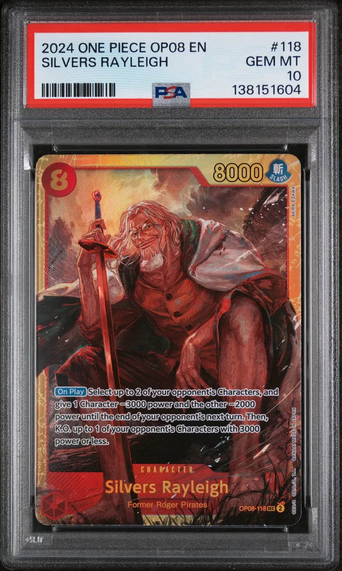 2024 #118 Silvers Rayleigh PSA 10 One Piece OP08-Two Legends