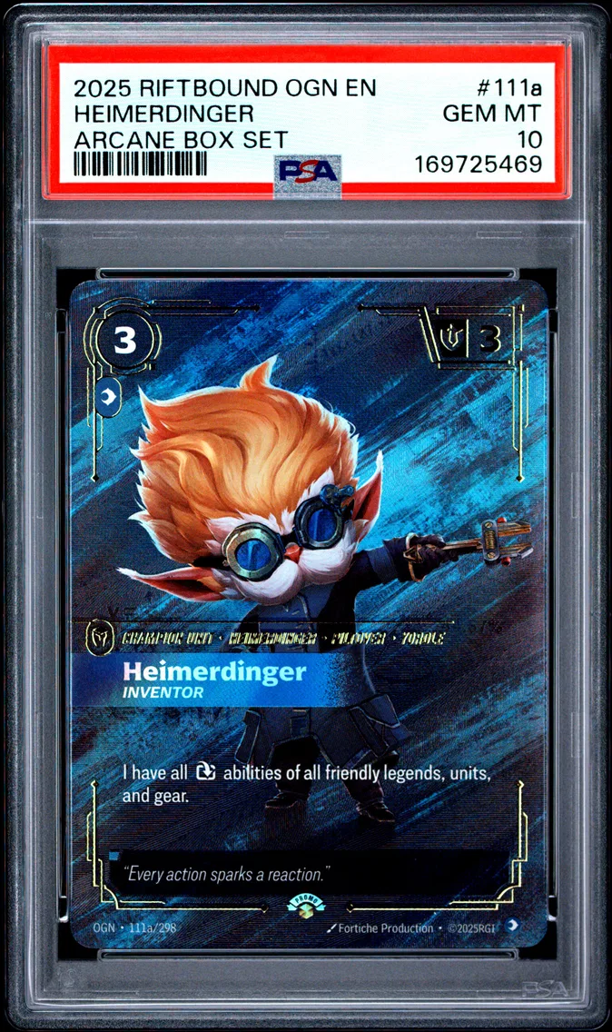 2025 #111a Heimerdinger - Inventor PSA 10 Riftbound: League of Legends Ogn-Origins