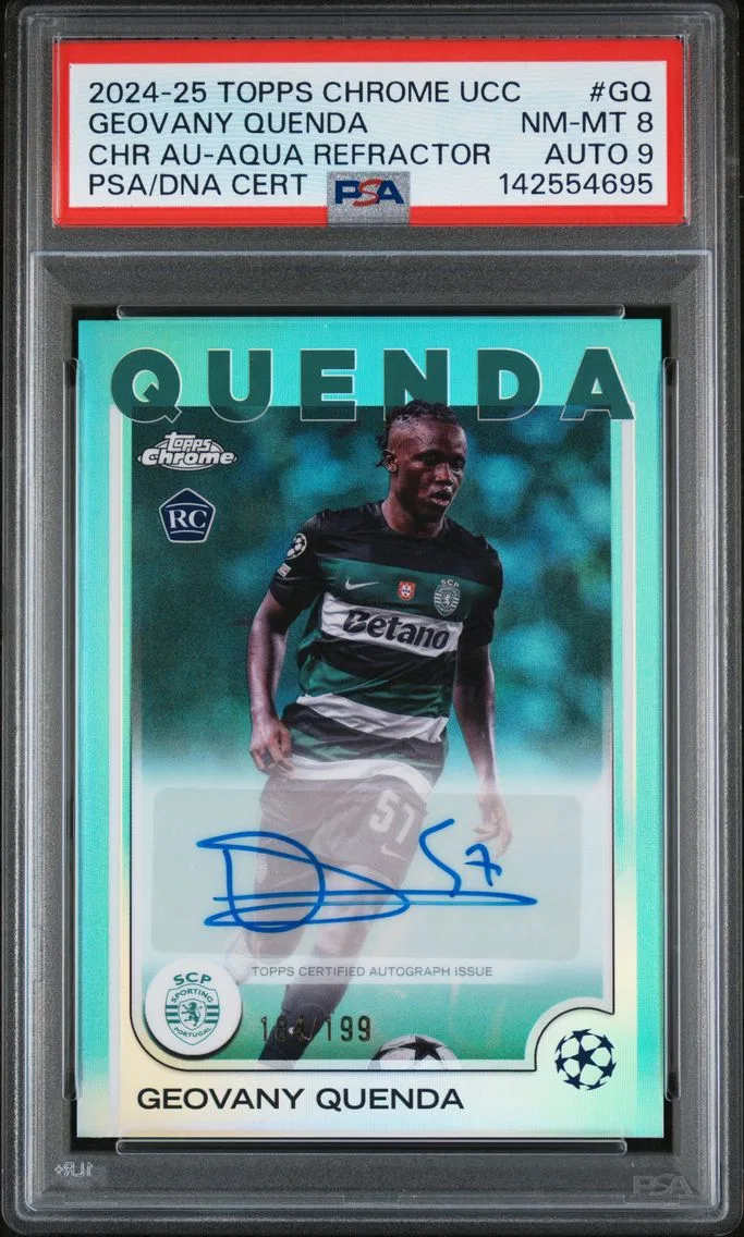 2024 #GQ Geovany Quenda PSA 8 Topps Chrome UEFA Club Competitions Chrome Autographs