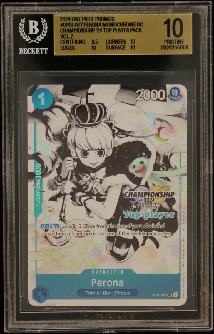 2024 #OP01-077 Perona MONOCHROME UC/(Championship '24 Top Player Pack Vol. 2(Dec '24-Jan'25)) BGS 10 One Piece Card Game Promos