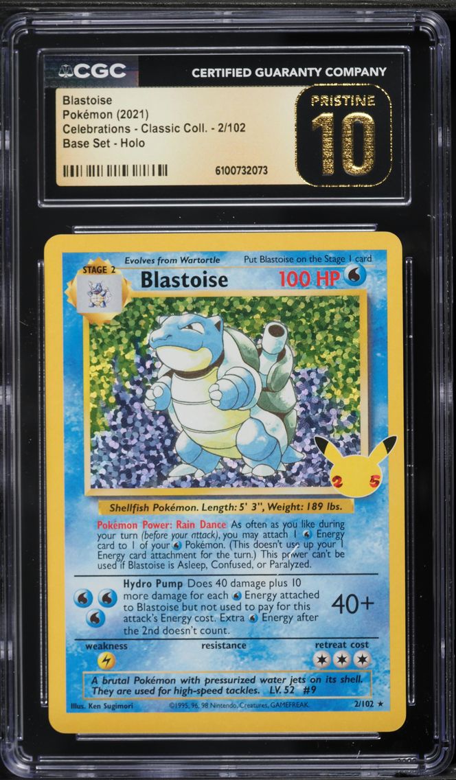 2021 #2 Blastoise-Holo CGC 10 Pristine Celebrations Classic Collection Pokemon