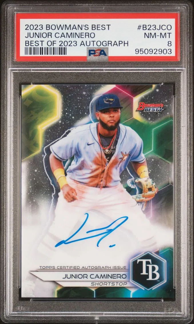 2023 #B23JCO JUNIOR CAMINERO PSA 8 Bowman's Best Best of 2023 Autographs