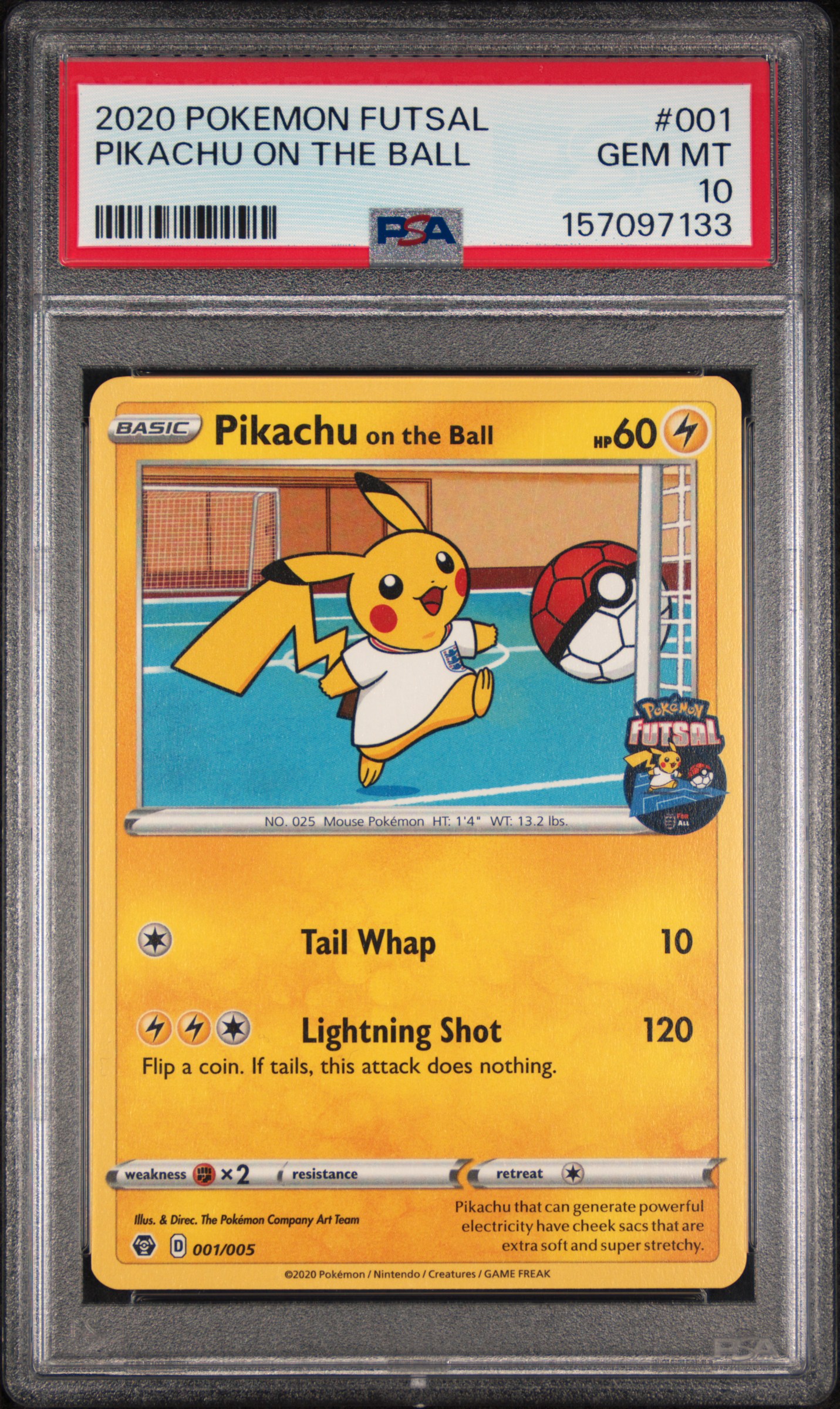 2020 #001 Pikachu On The Ball PSA 10 Futsal