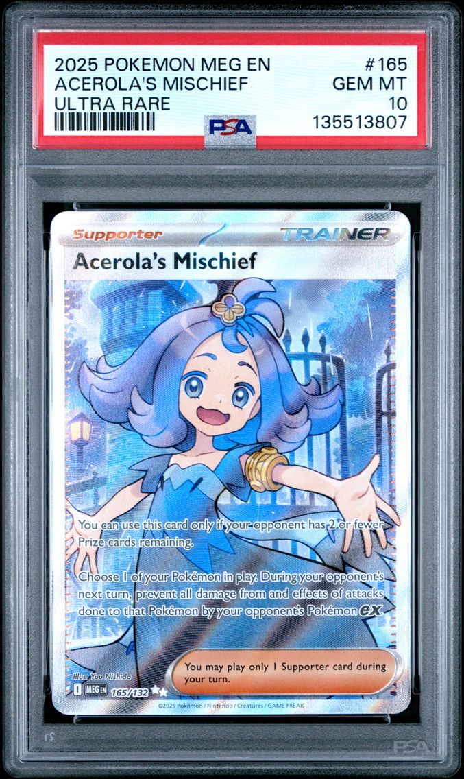 2025 #165 Acerola's Mischief PSA 10 Meg EN-Mega Evolution Pokemon