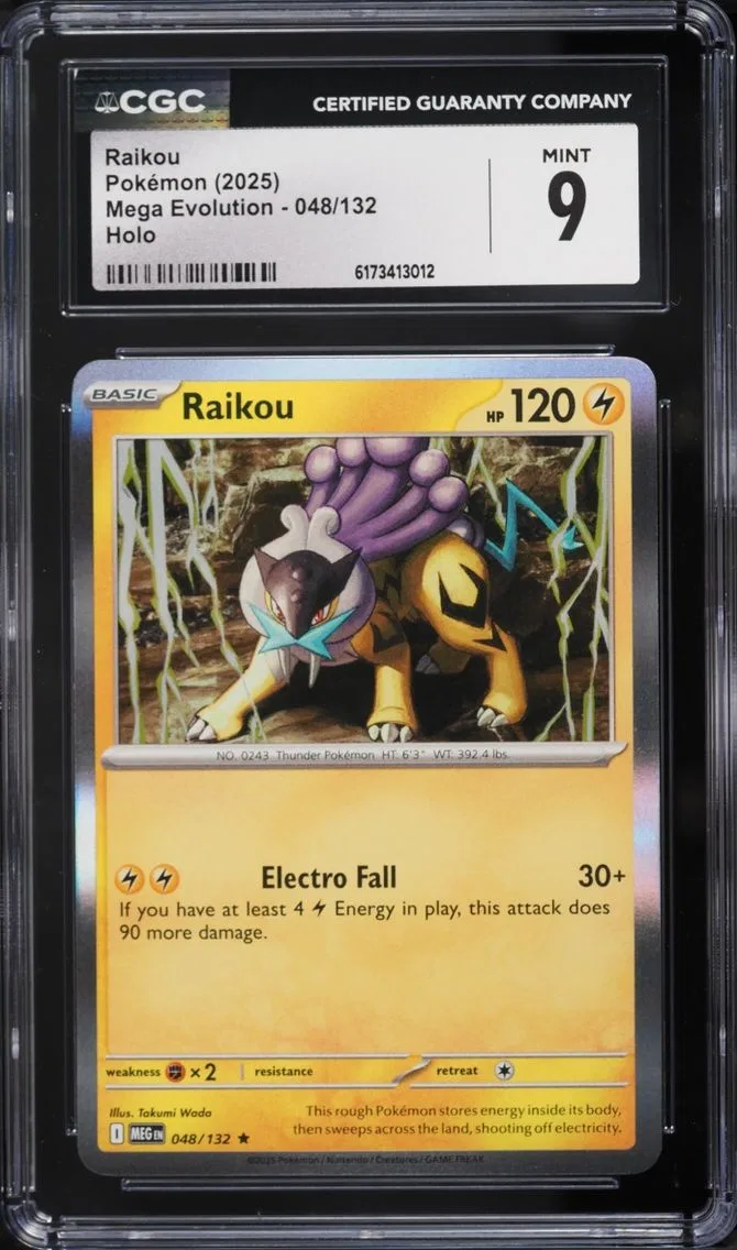 2025 Pokemon Mega Evolution Holo Raikou #48 CGC 9 MINT