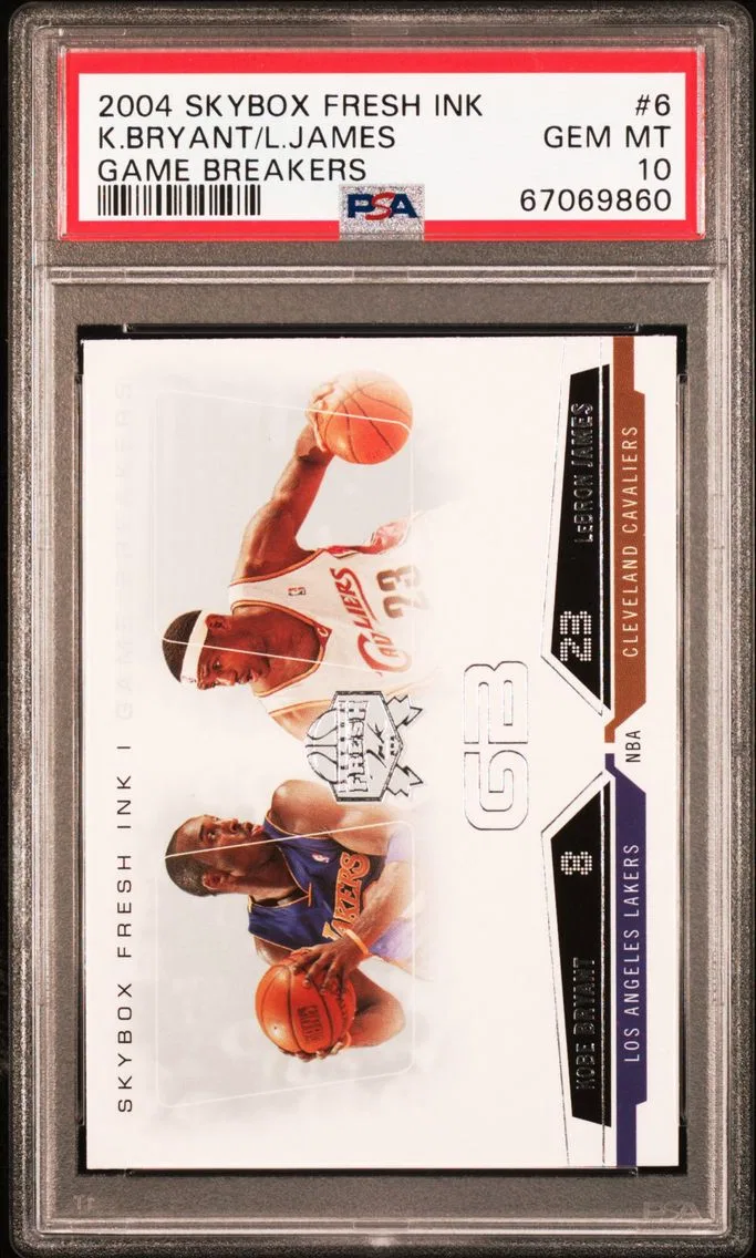 2004 #6 Kobe Bryant/LeBron James PSA 10 Skybox Fresh Ink Game Breakers