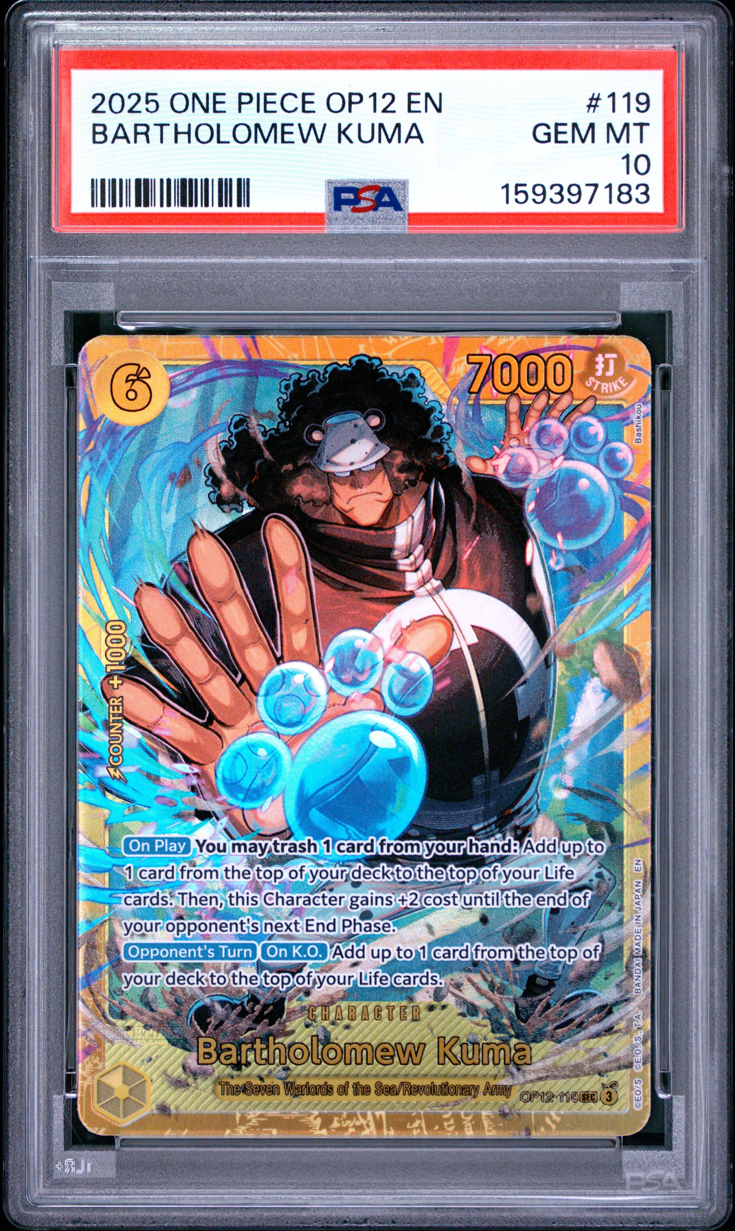2025 #119 Bartholomew Kuma PSA 10 One Piece Op12-Legacy Of The Master