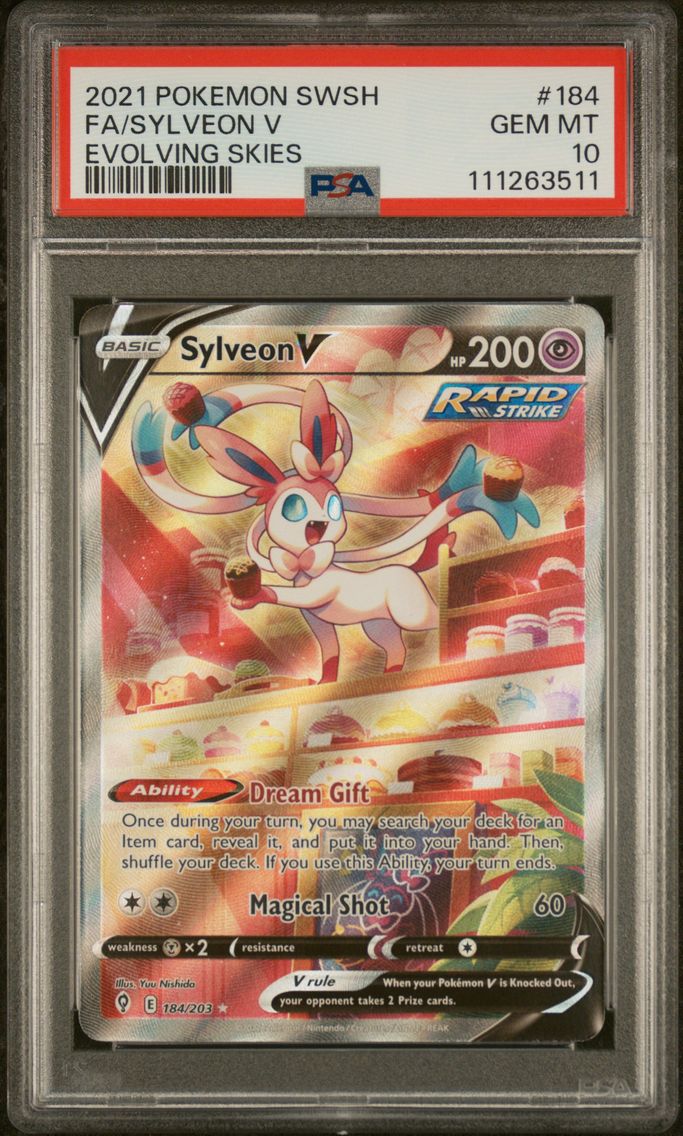 2021 #184 Full Art/Sylveon V PSA 10 Sword & Shield Evolving Skies Pokemon