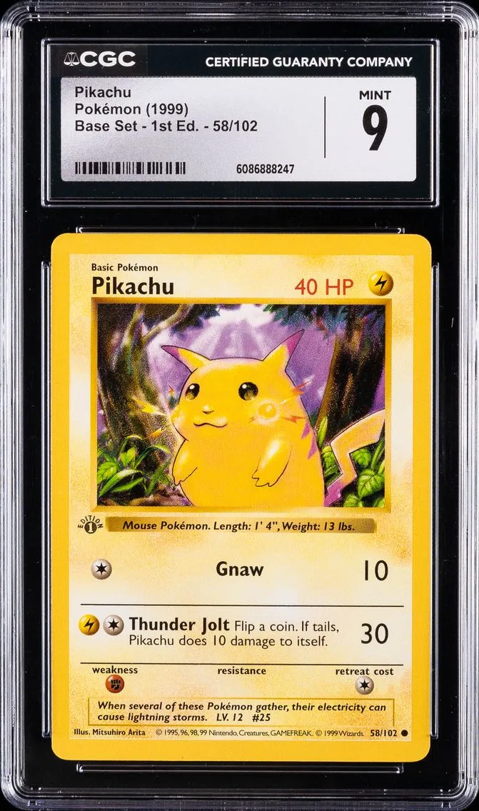 1999 #58 Pikachu CGC 9 Game Pokemon