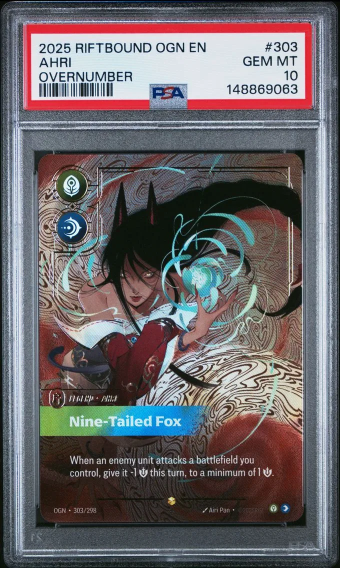 2025 #303 Ahri - Nine-Tailed Fox PSA 10 Riftbound: League of Legends Ogn-Origins