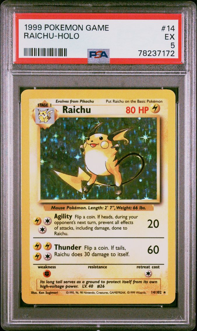 1999 #14 Raichu-Holo PSA 5 Game