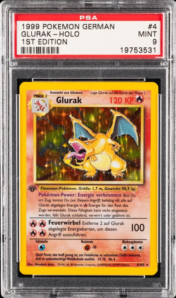 1999 #4 Glurak-Holo 1st Edition PSA 9 German Pokemon