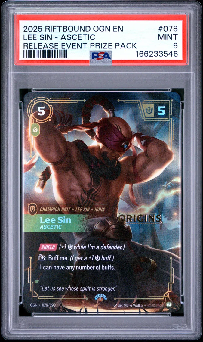 2025 #078 Lee Sin - Ascetic PSA 9 Riftbound: League of Legends Ogn-Origins