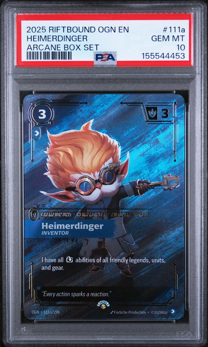 2025 #111a Heimerdinger - Inventor PSA 10 Riftbound: League of Legends Ogn-Origins