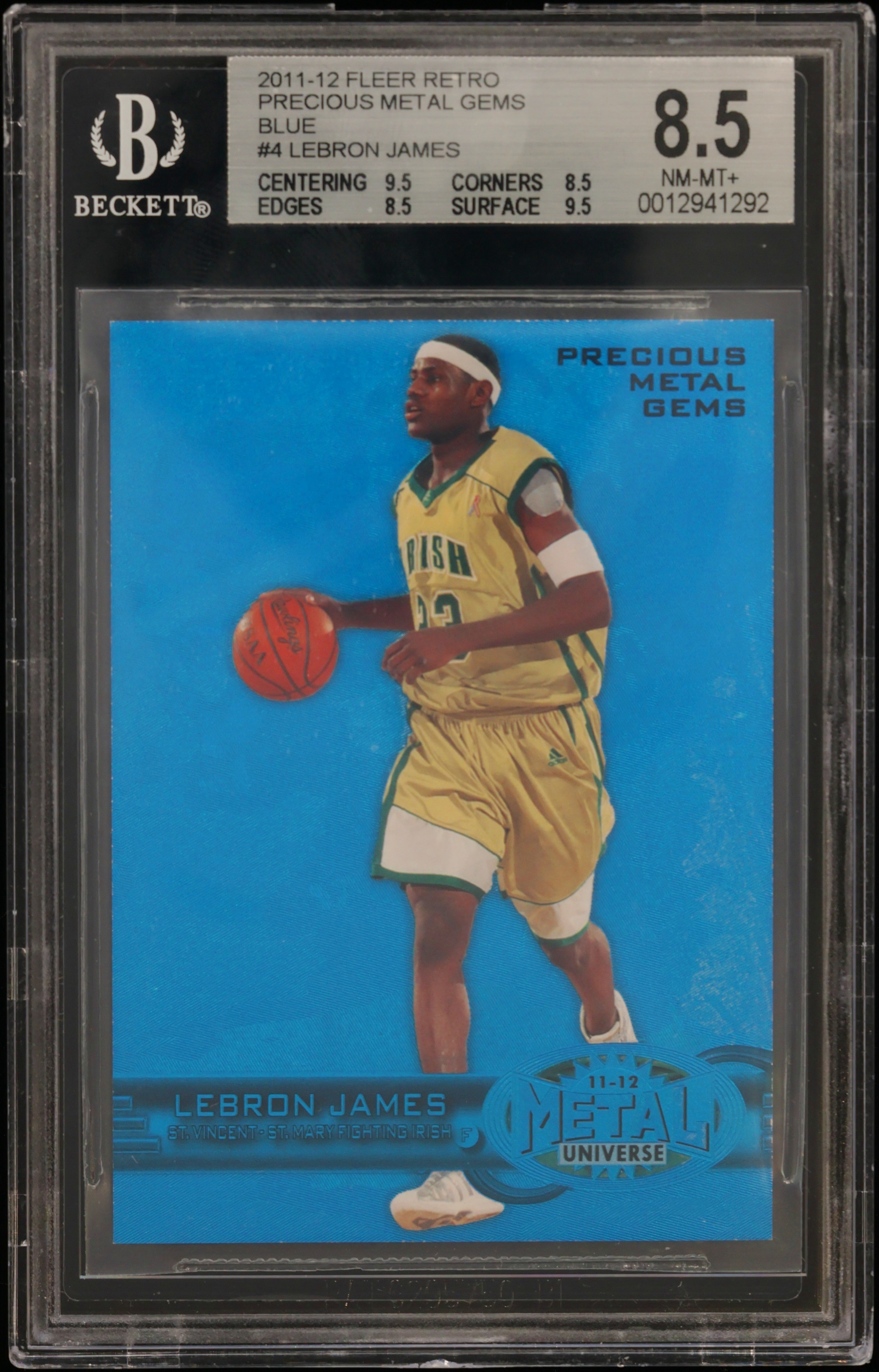 2011 #4 LeBron James BGS 8.5 Fleer Retro Precious Metal Gems Blue