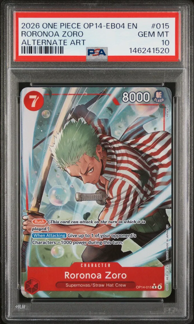 2026 #015 Roronoa Zoro PSA 10 One Piece OP14-EB04-the Azure Sea's Seven