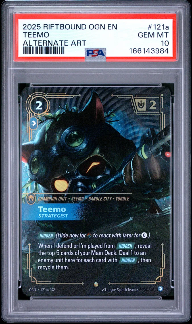 2025 #121a Teemo - Strategist PSA 10 Riftbound: League of Legends Ogn-Origins