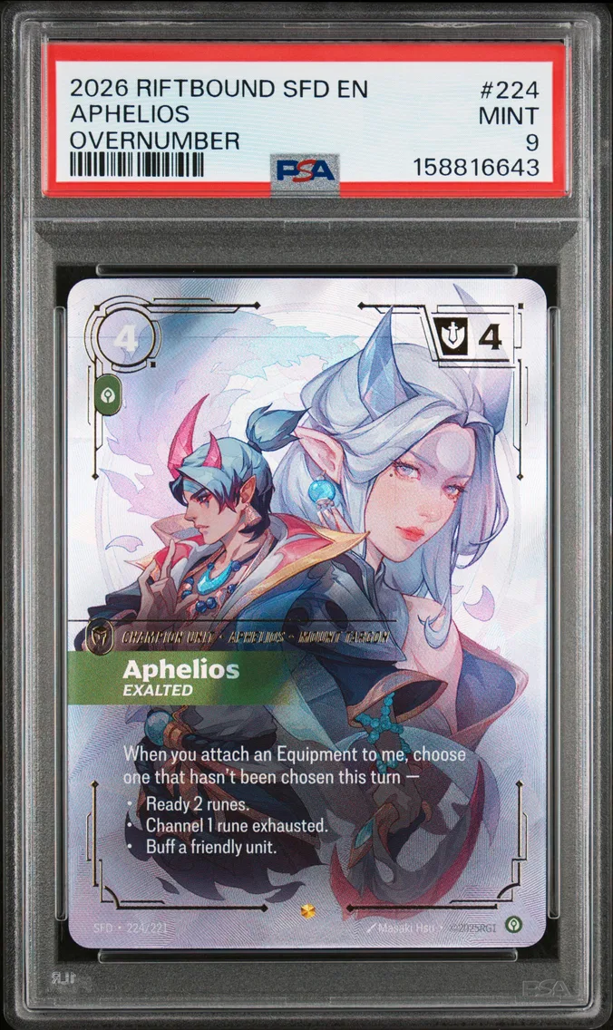 2026 #224 Aphelios - Exalted PSA 9 Riftbound: League of Legends Sfd-Spiritforged