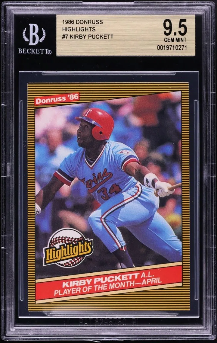 1986 #7 Kirby Puckett BGS 9.5 Donruss Highlights