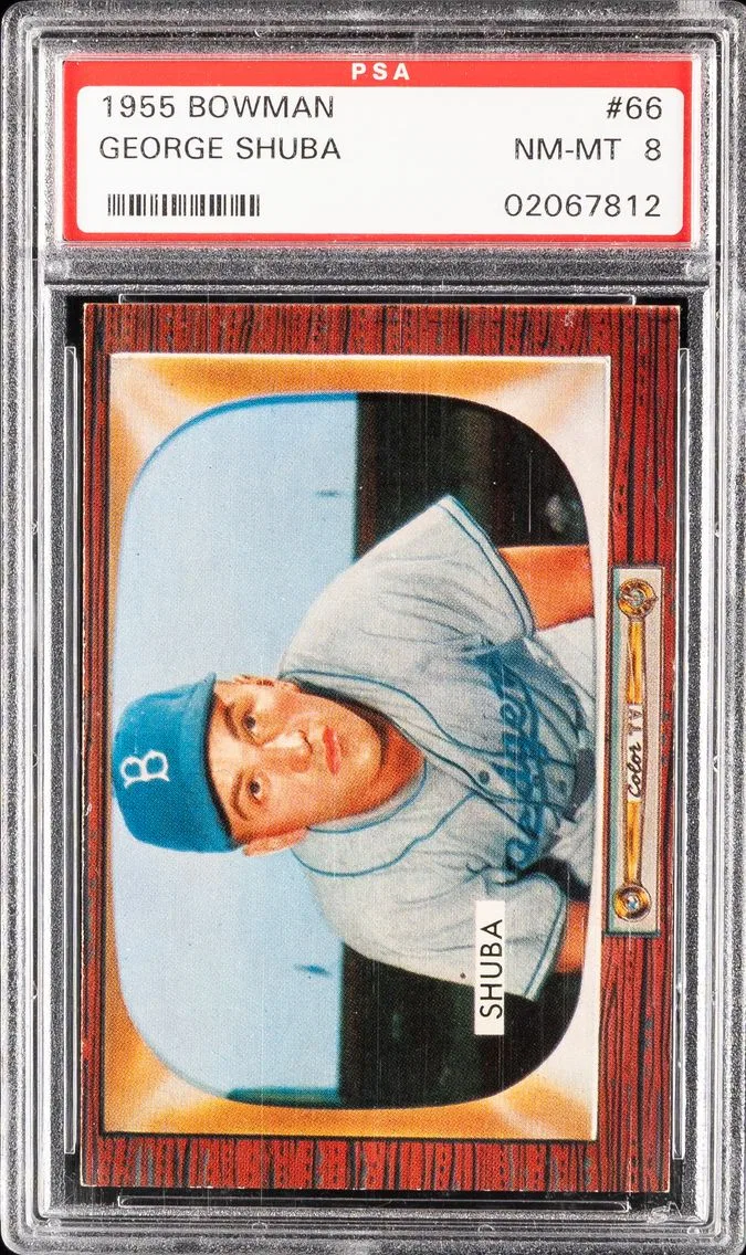 1955 #66 George Shuba PSA 8 Bowman