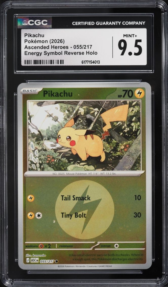 2026 Pokemon Mega Evolution Ascended Heroes Energy Symbol Reverse Holo Pikachu #055 CGC 9.5