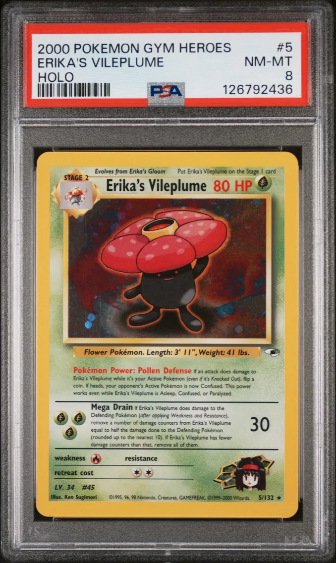 2000 Pokemon Gym Heroes Erika's Vileplume Gym Heroes #5 PSA 8