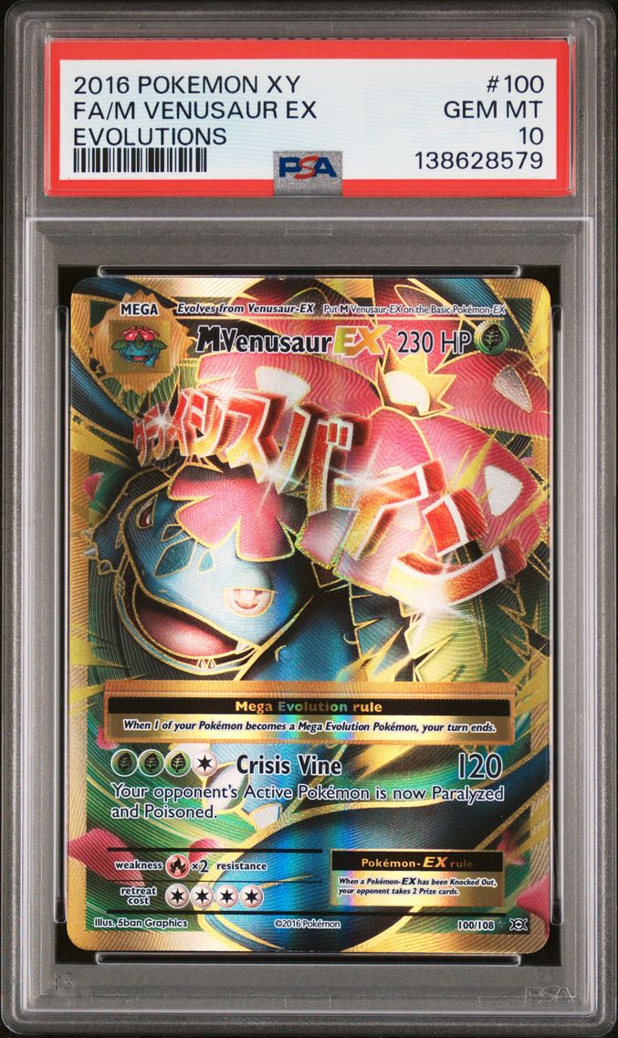 2016 #100 Full Art/M Venusaur EX PSA 10 XY Evolutions
