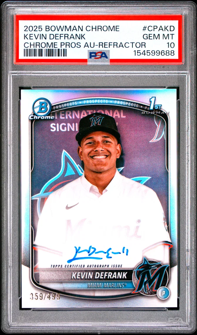 2025 #CPAKD Kevin Defrank PSA 10 Bowman Chrome Prospect Autographs