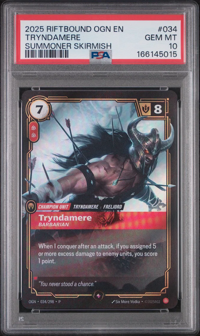 2025 #034 Tryndamere - Barbarian PSA 10 Riftbound: League of Legends Ogn-Origins