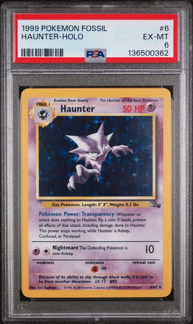 1999 Pokemon Fossil Haunter-Holo Fossil #6 PSA 6