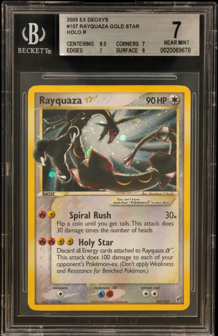 2005 #107 Rayquaza Gold Star HOLO R BGS 7 EX Deoxys