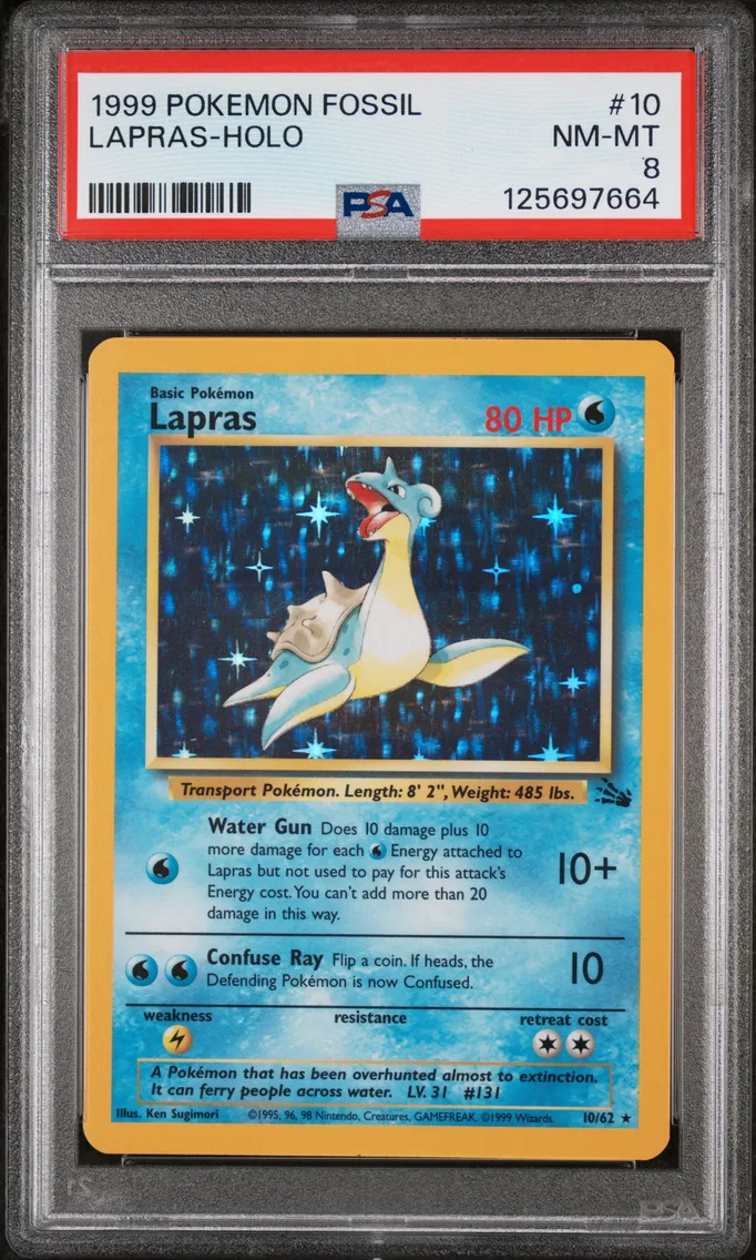 1999 #10 Lapras-Holo PSA 8 Fossil