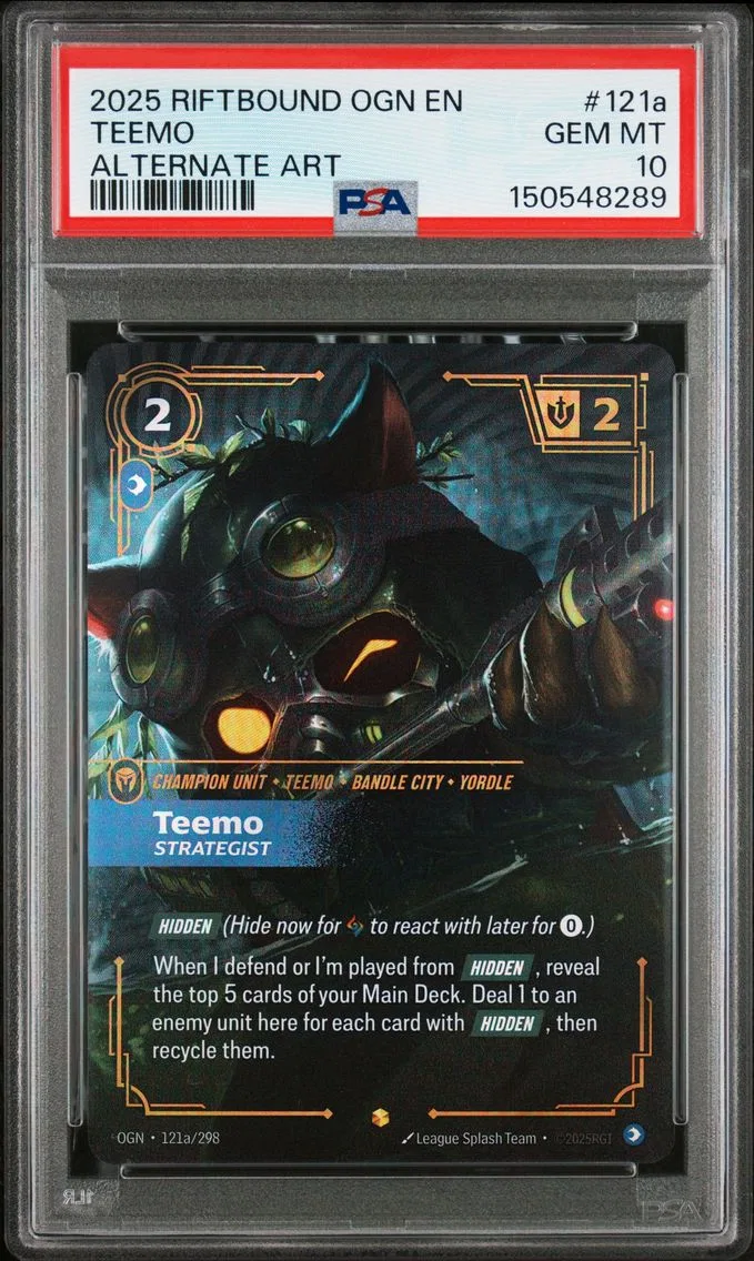 2025 #121a Teemo - Strategist PSA 10 Riftbound: League of Legends Ogn-Origins