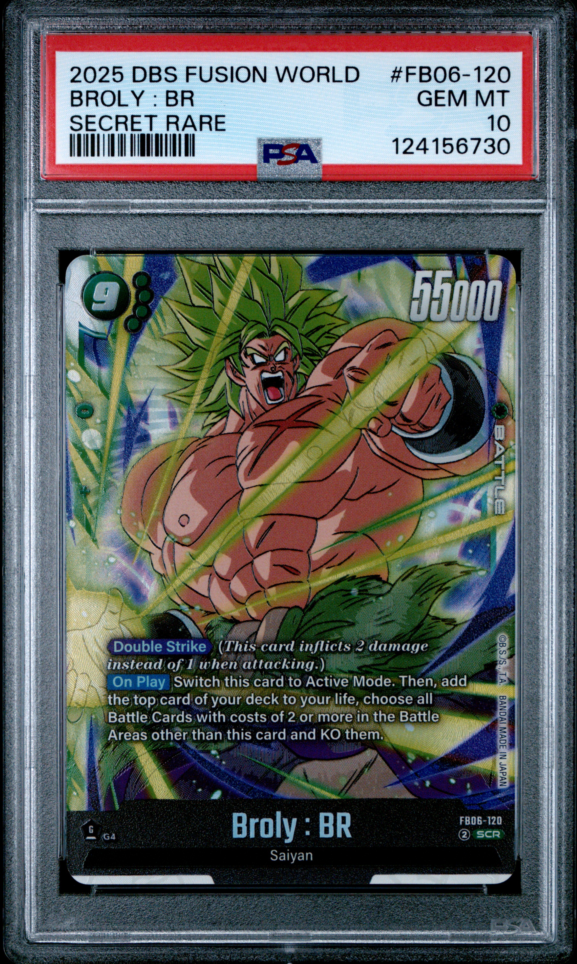 2025 #Fb06-120 Broly : Br PSA 10 Dragon Ball Super Card Game Fusion World Rivals Clash
