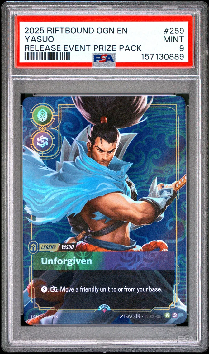 2025 #259 Yasuo - Unforgiven PSA 9 Riftbound: League of Legends Ogn-Origins
