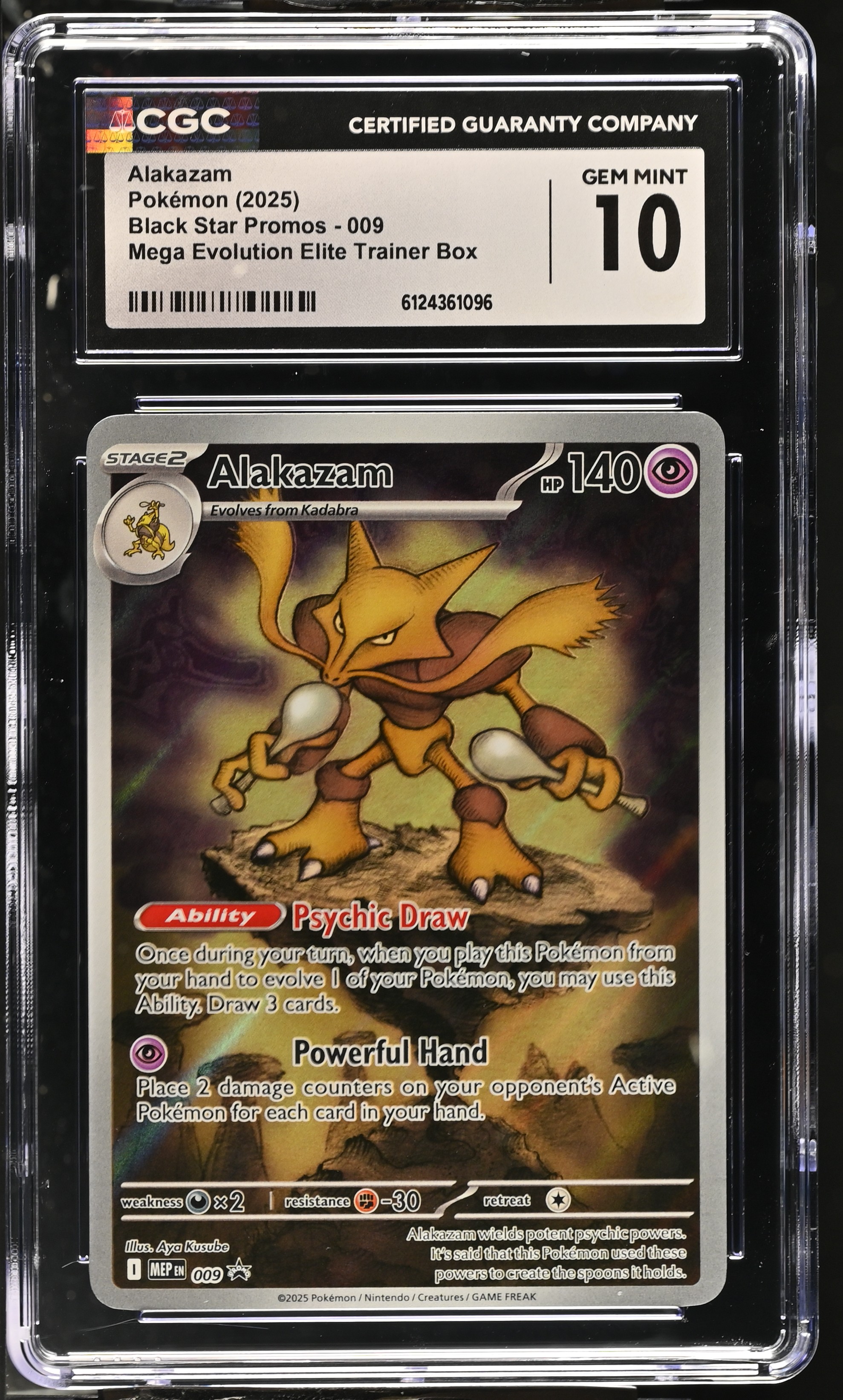 2025 #009 Alakazam CGC 10 Black Star Promos - Mega Evolution Mep En - English