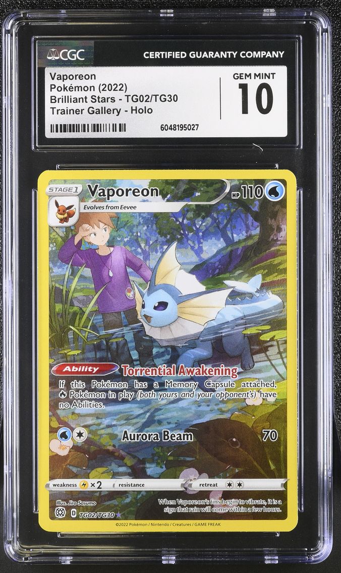 2022 #TG02 Full Art/Vaporeon CGC 10 Sword & Shield Brilliant Stars Pokemon