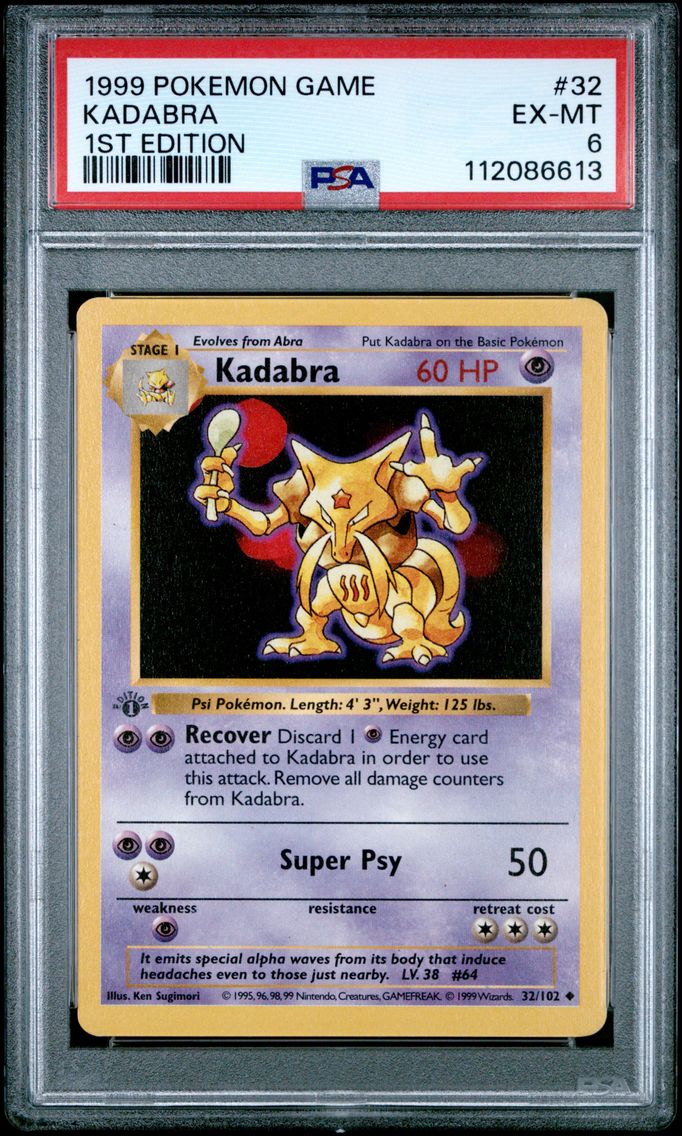 1999 #32 Kadabra 1st Edition PSA 6 Game Pokemon