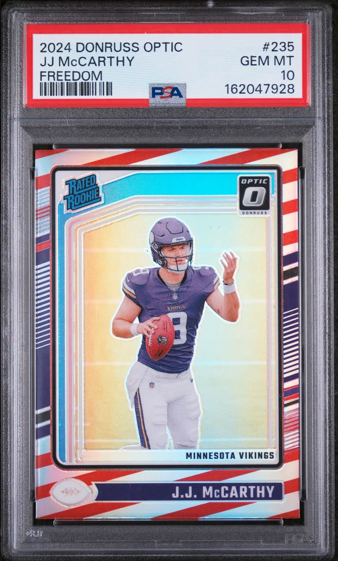 2024 #235 JJ McCarthy PSA 10 Panini Donruss Optic