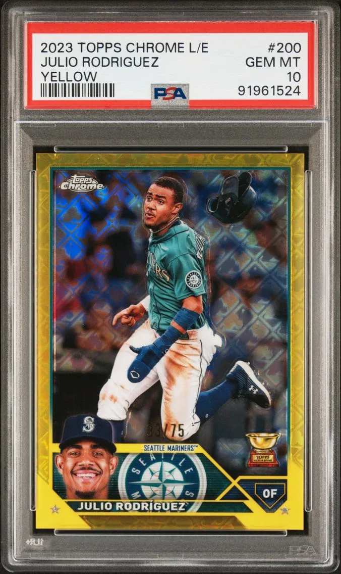 2023 #200 JULIO RODRIGUEZ PSA 10 Topps Chrome Logofractor Edition